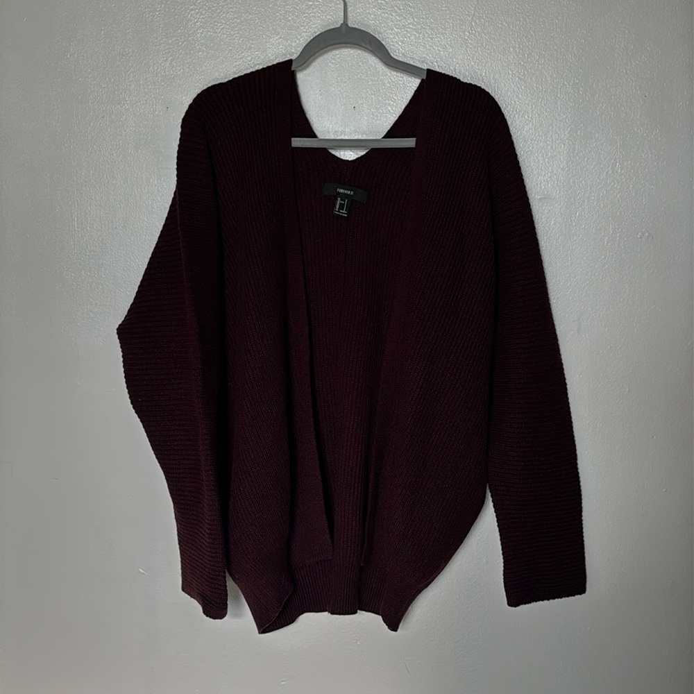 Burgundy knit cardigan